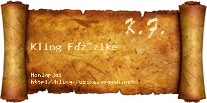 Kling Füzike névjegykártya